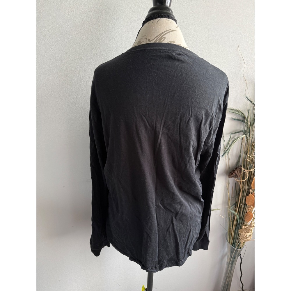 SKIMS Womens Long Sleeve Cotton T-Shirt Black Crew‎ Neck Size Large 100% Cotton